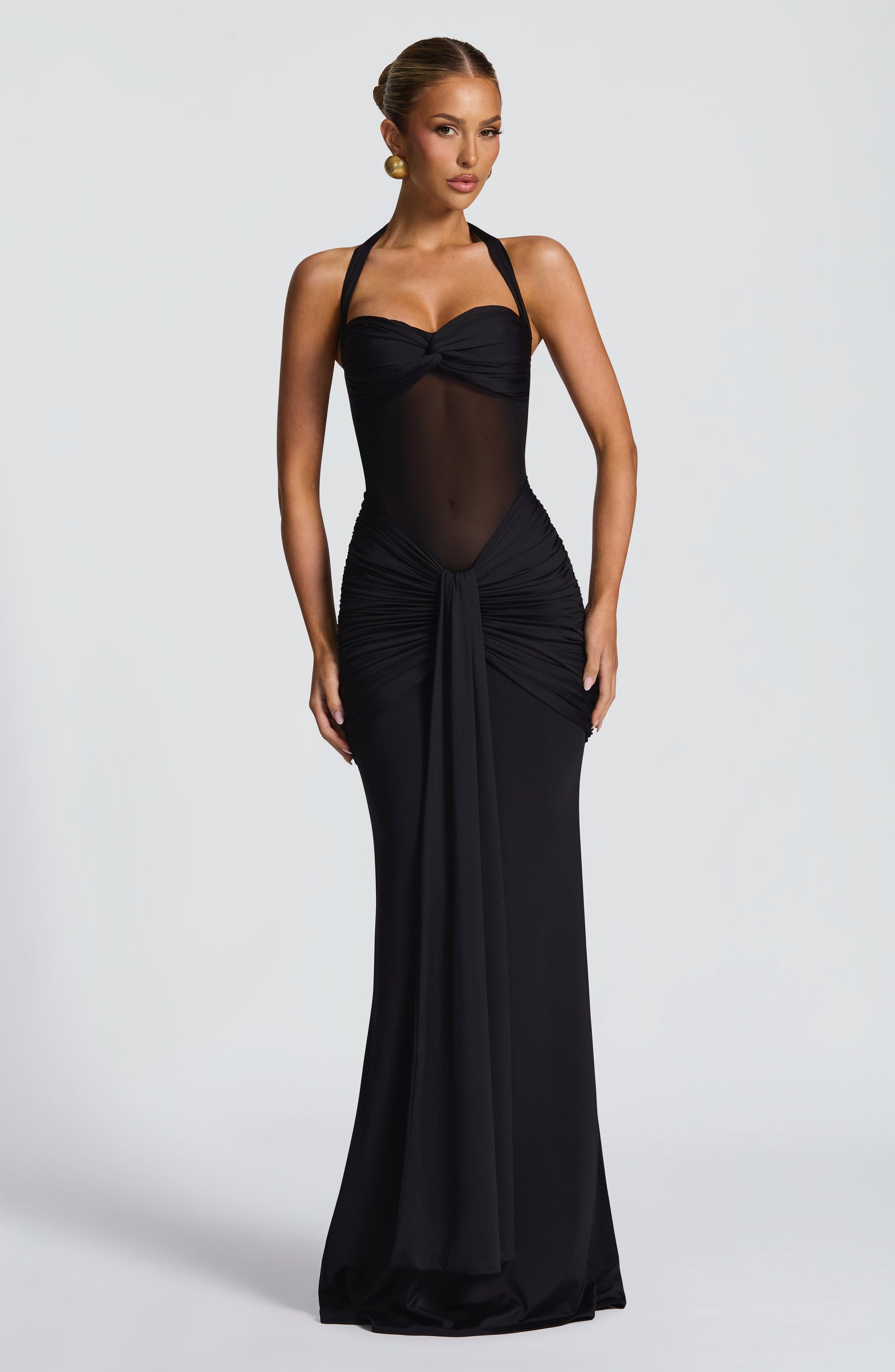 Velorage Kelise Halter File Maksi Elbise