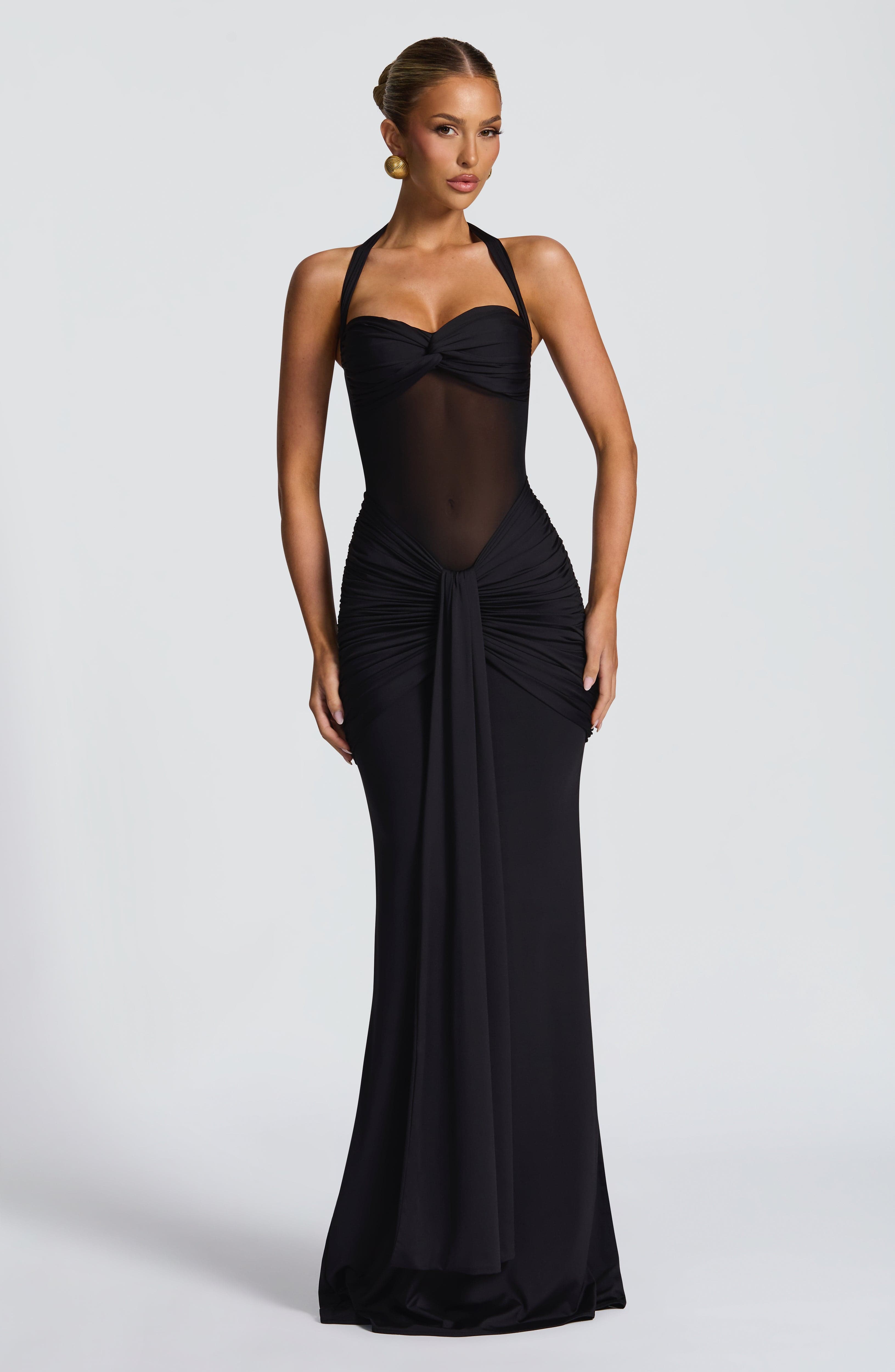 Velorage Kelise Halter File Maksi Elbise