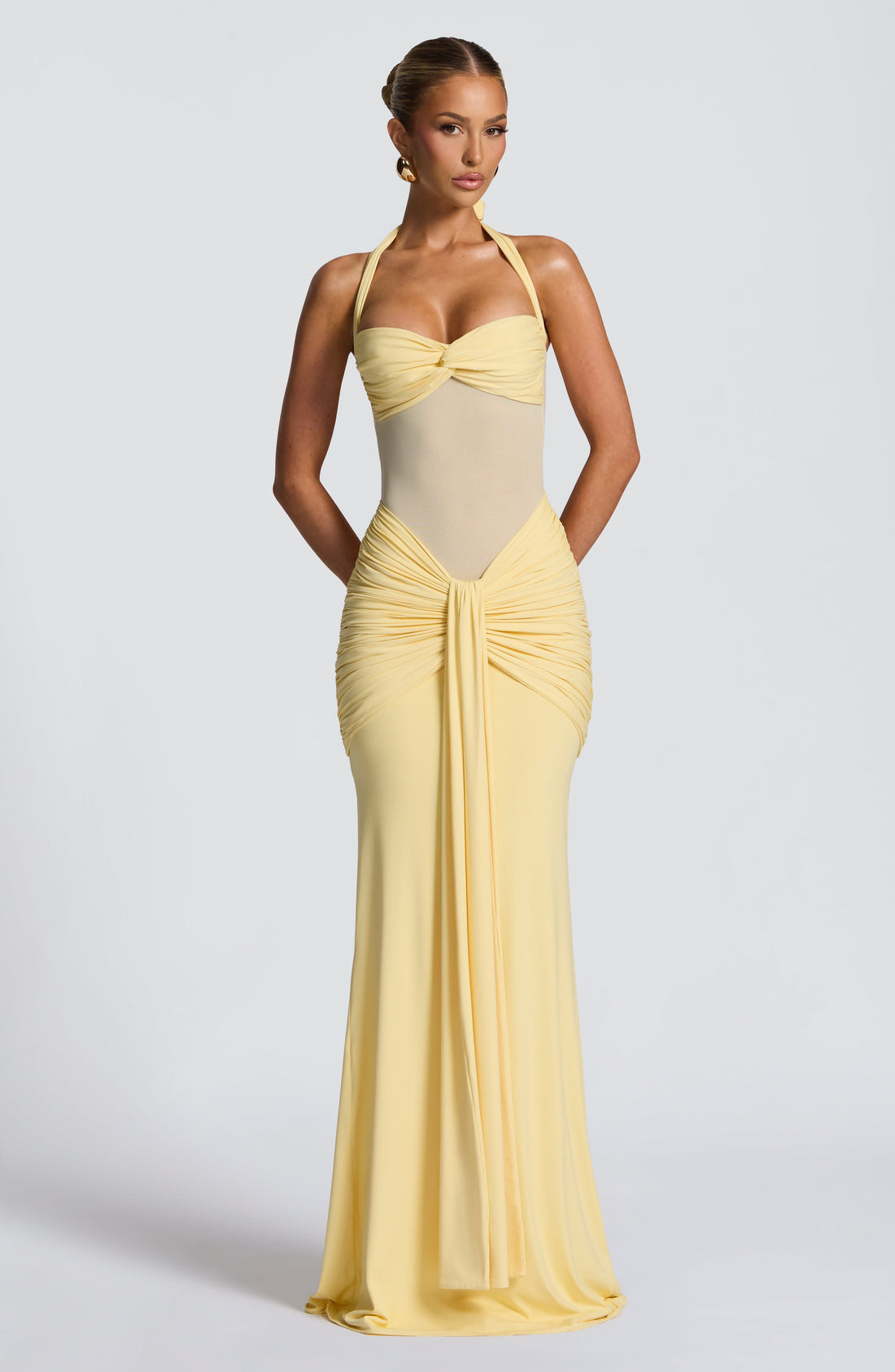 Velorage Daenerys Halter Maksi Elbise | BBF4163-D - LEMON - XS | BBF4163-D - LEMON - S | BBF4163-D - LEMON - M | BBF4163-D - LEMON - L | BBF4163-D - LEMON - XL | BBF4163-D - LEMON - XXL