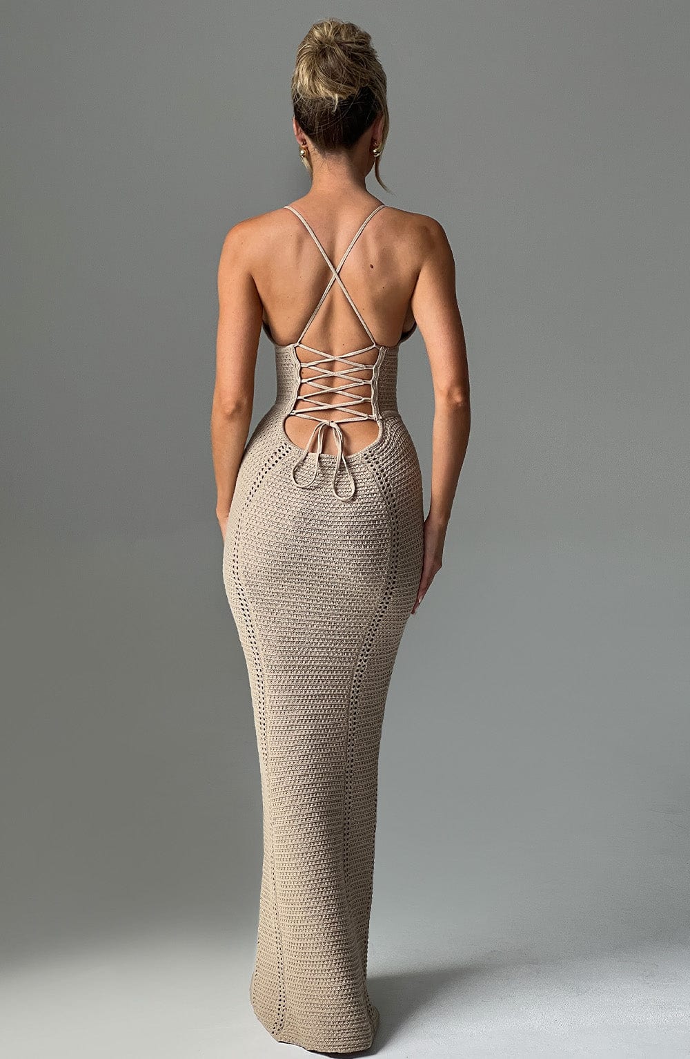 Velorage Jelena Tig Orgu Maxi Elbise | BBF3419-D - BEIGE - XS | BBF3419-D - BEIGE - S | BBF3419-D - BEIGE - M | BBF3419-D - BEIGE - L | BBF3419-D - BEIGE - XL | BBF3419-D - BEIGE - XXL
