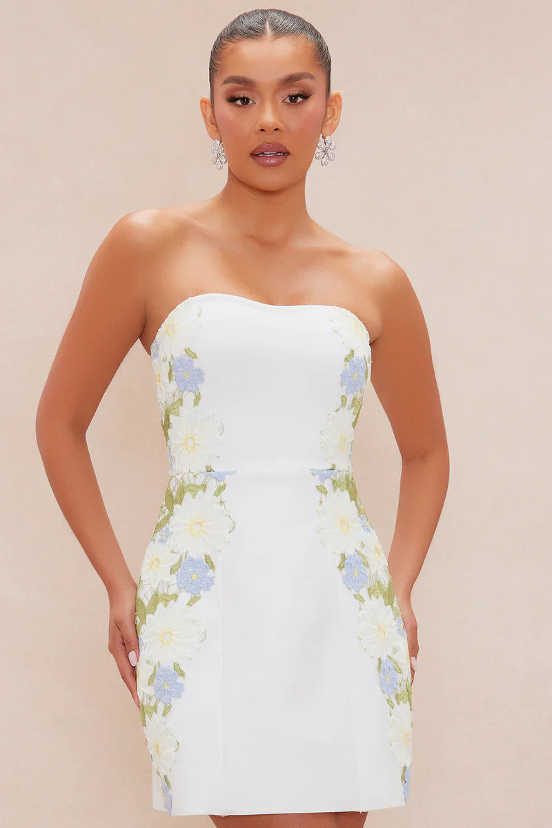 Reyna Strapless Mini Elbise | S-Cicek | S-Beyaz | M-Cicek | M-Beyaz | L-Cicek | L-Beyaz | Xl-Cicek | Xl-Beyaz