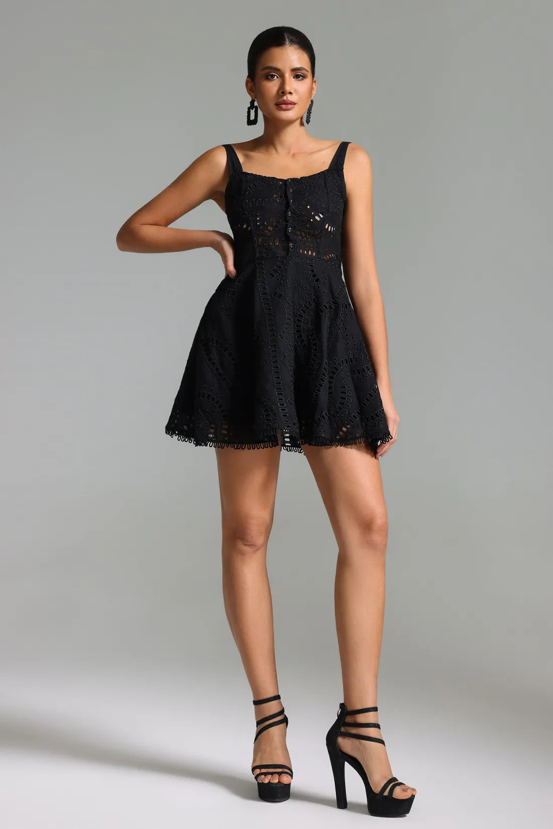 Aliah Halter Dantel Mini Elbise | S-Siyah | M-Siyah | L-Siyah