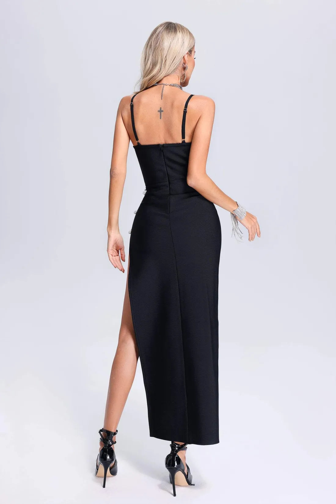 Arayah Bandaj Yirtmacli Maxi Elbise | Xs-Siyah | S-Siyah | M-Siyah | L-Siyah | Xl-Siyah | Xxl-Siyah